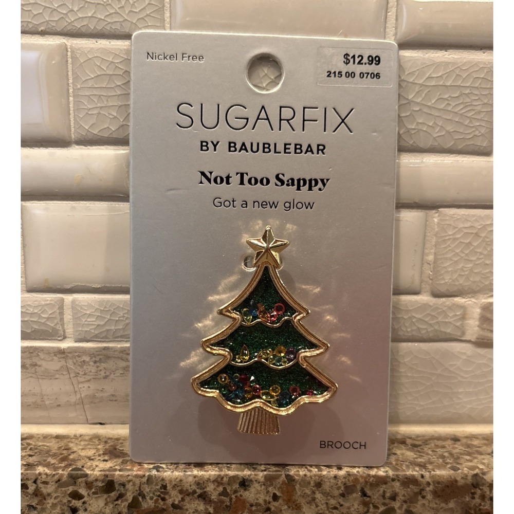 New Sugarfix by BaubleBar Christmas Tree Brooch Nickel Free